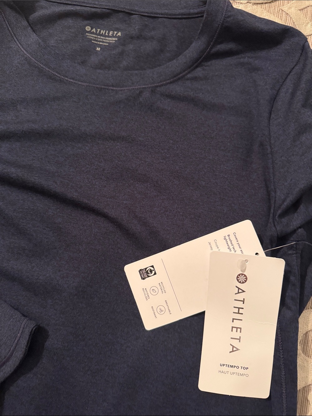 Athleta long sleeve navy blue top size medium new with tags